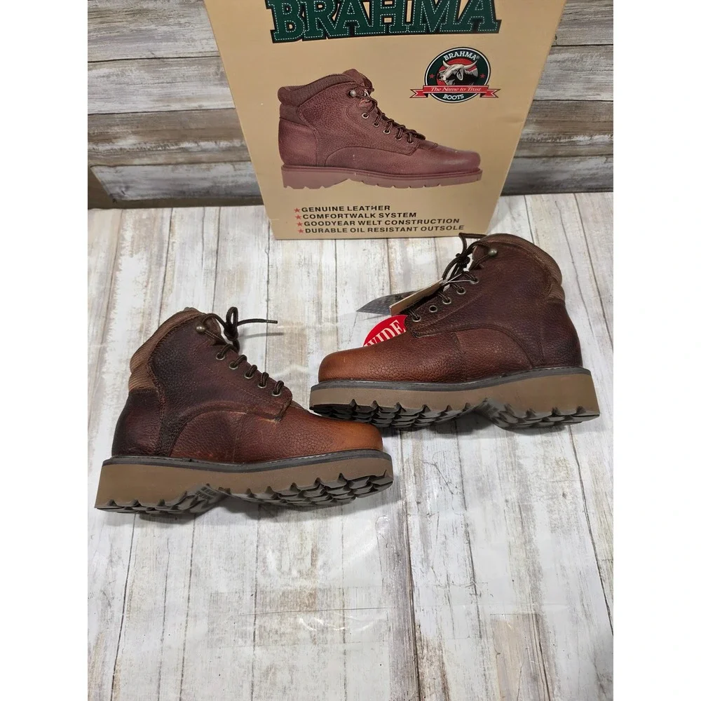 Brahma Rogue Mens Brown Leather Work Boots Wide EE Size 8 Goodyear Welt 3985536
